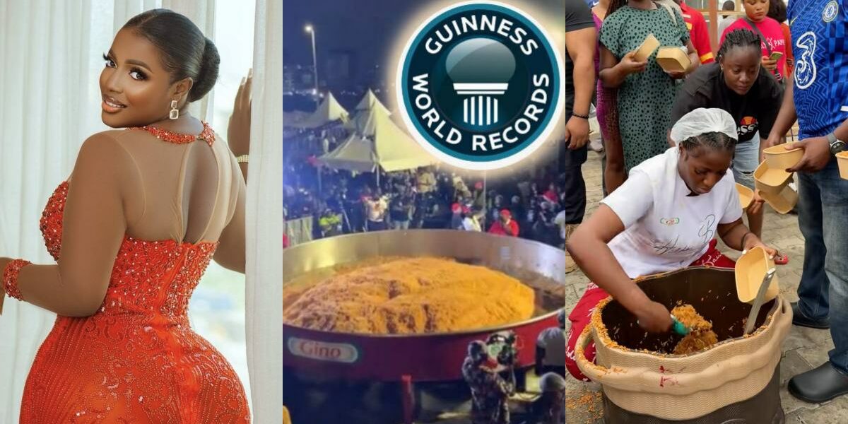 Man gives review after tasting from Hilda Baci's largest pot of jollof cook-off