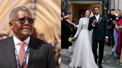 "I will give you a big party for your first child" - Dangote promises Eazi, Temi