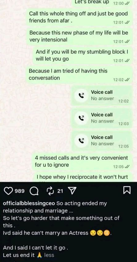 Blessing CEO Instagram post 