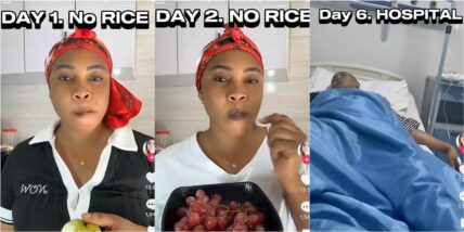 Lady who ate only fruits for six days to avoid rice, ends up in hospital