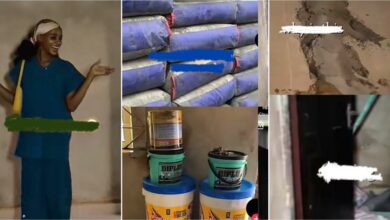 Lady rents apartment in Lagos, buys bag of cement, paints to renovate it