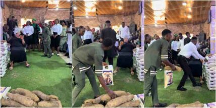 “Feed your flock” - Prophetess gifts bags of rice and yams to church members