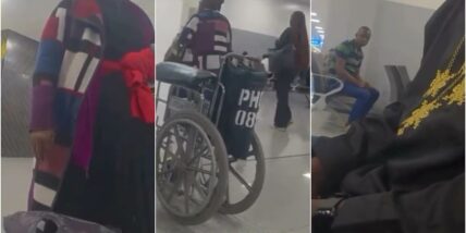 Drama at Lagos Airport as lady begs strangers to carry her hand luggage