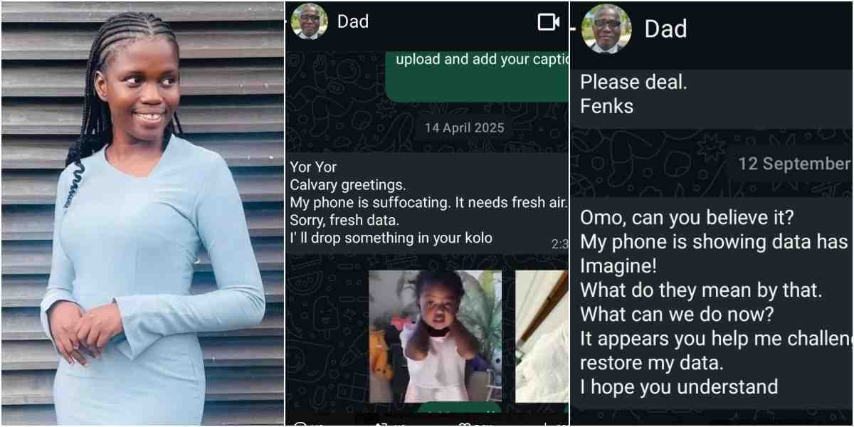 Lady shares her dad’s funny chat begging her for data