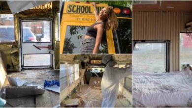 Lady transforms school bus into fully furnished home
