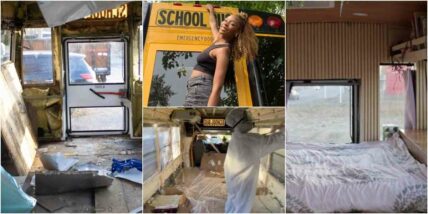 Lady transforms school bus into fully furnished home