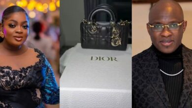 Pastor Tobi Adegboyega gifts Eniola Badmus a Dior handbag during visit
