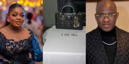 Pastor Tobi Adegboyega gifts Eniola Badmus a Dior handbag during visit