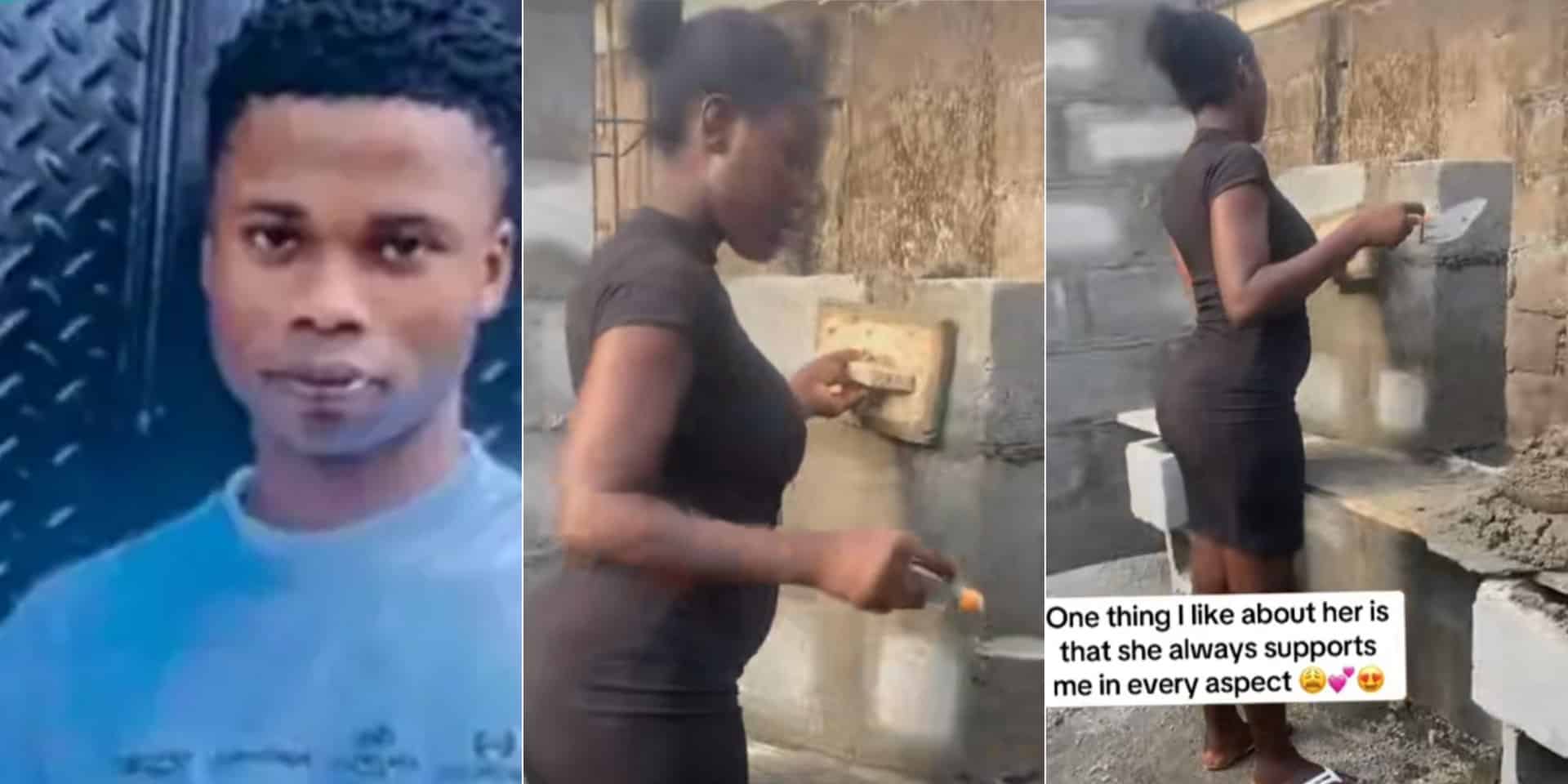 Bricklayer praises girlfriend who visited construction site to help