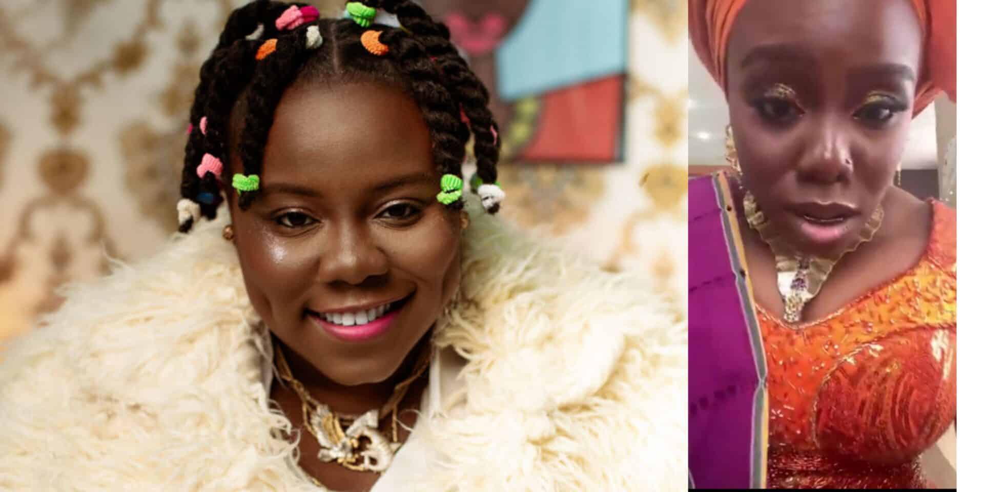 Teni cracks fans up as she struggles to breathe in tight corset