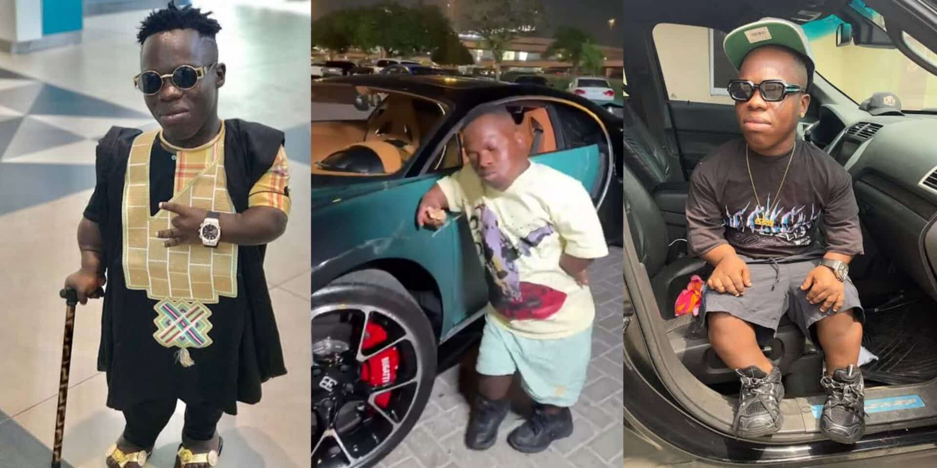 Dwarf celebrity, Shatta Bandle flaunts .5 million Bugatti