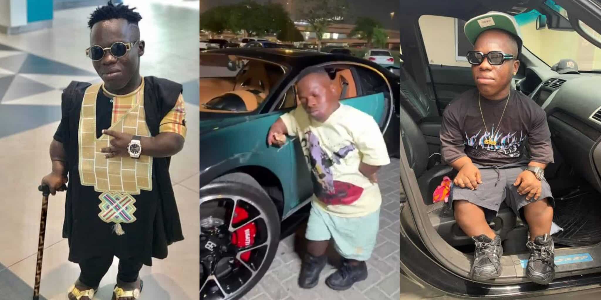 Dwarf celebrity, Shatta Bandle flaunts $3.5 million Bugatti