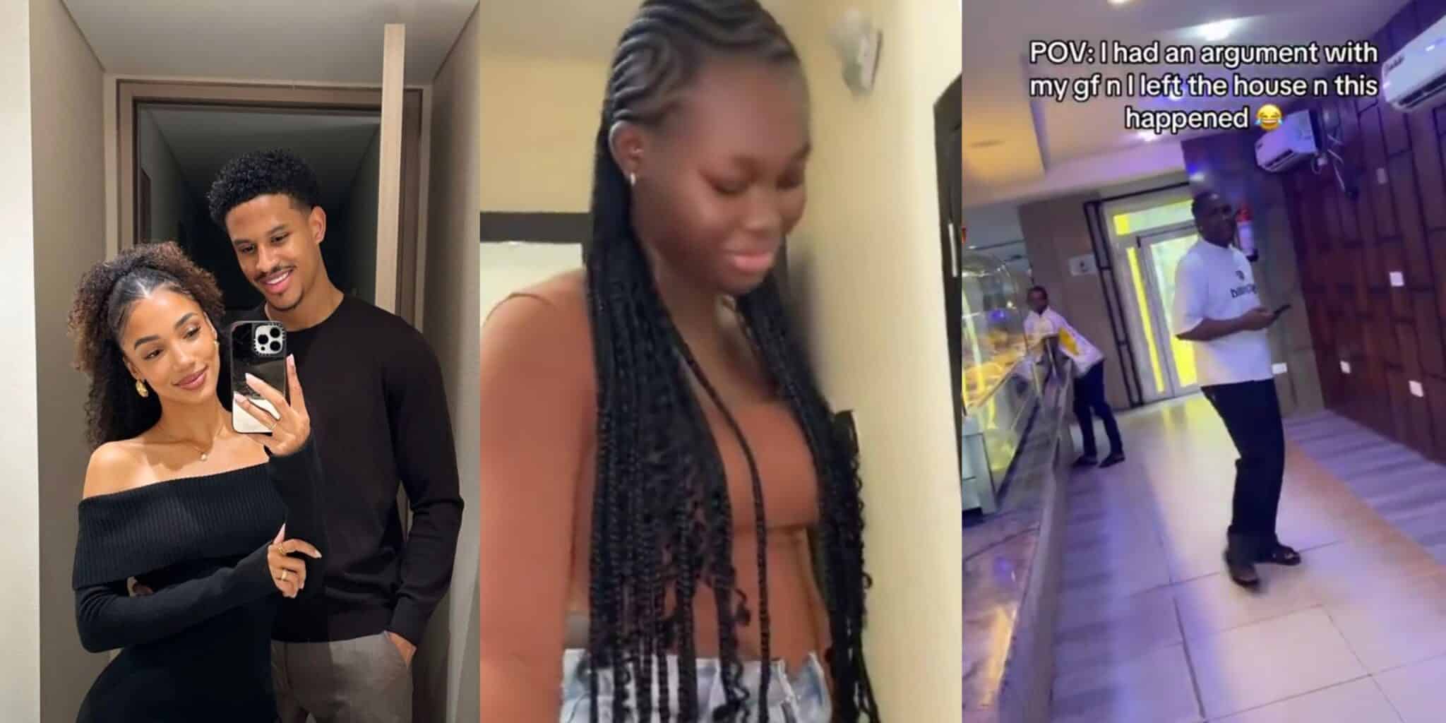 Girlfriend tracks boyfriend to hotel after argument, drags him back home
