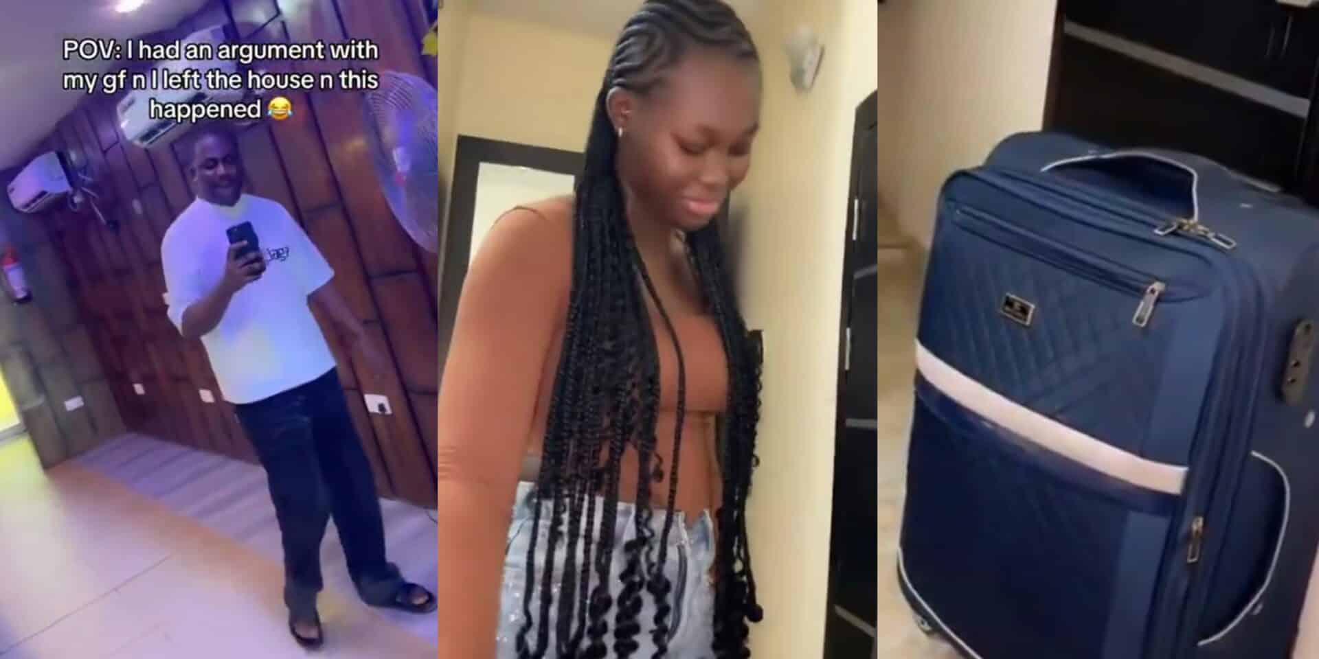 Girlfriend tracks boyfriend to hotel after argument, drags him back home