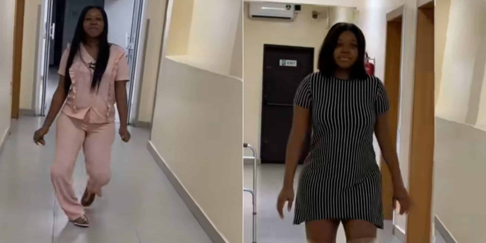 Lady who underwent surgery to straighten 'bow legs' posts amazing transformation video