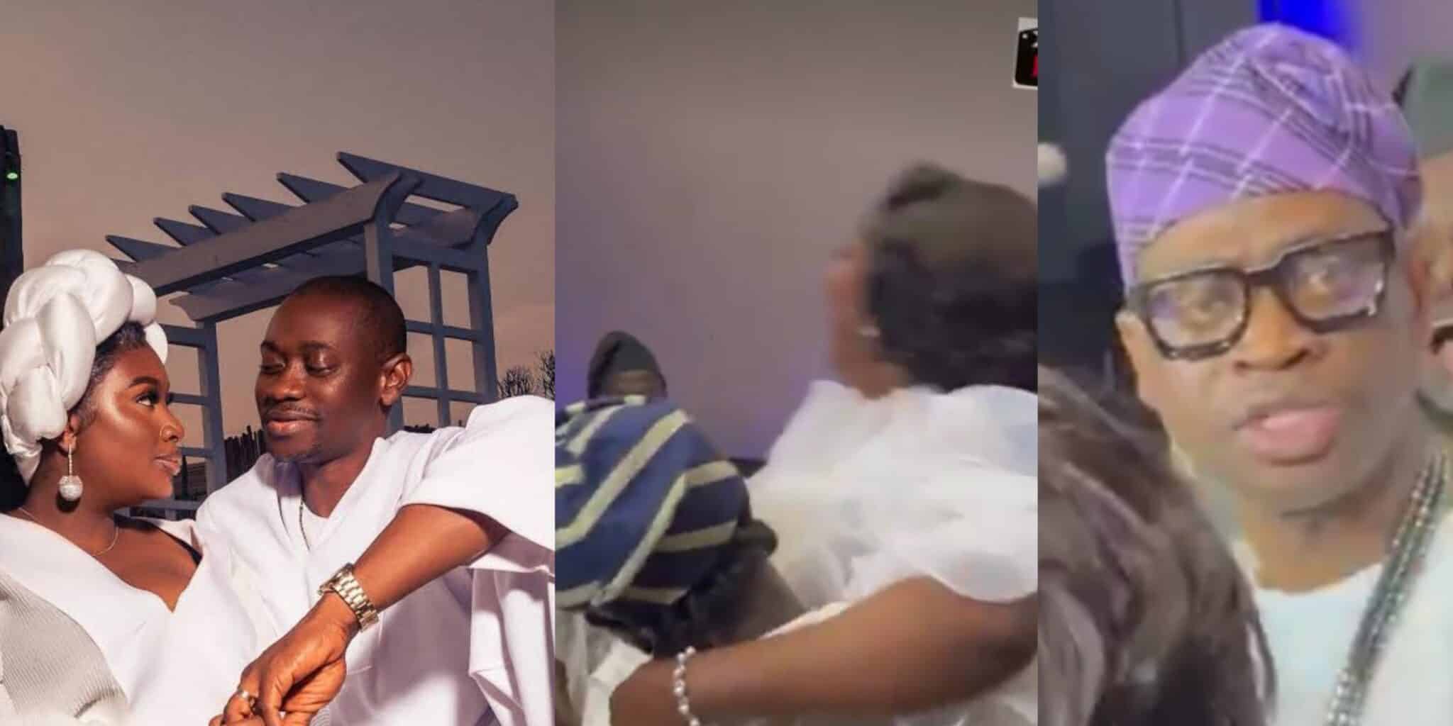 Lateef Adedimeji’s priceless reaction as fans lift his wife Mo Bimpe at movie premiere