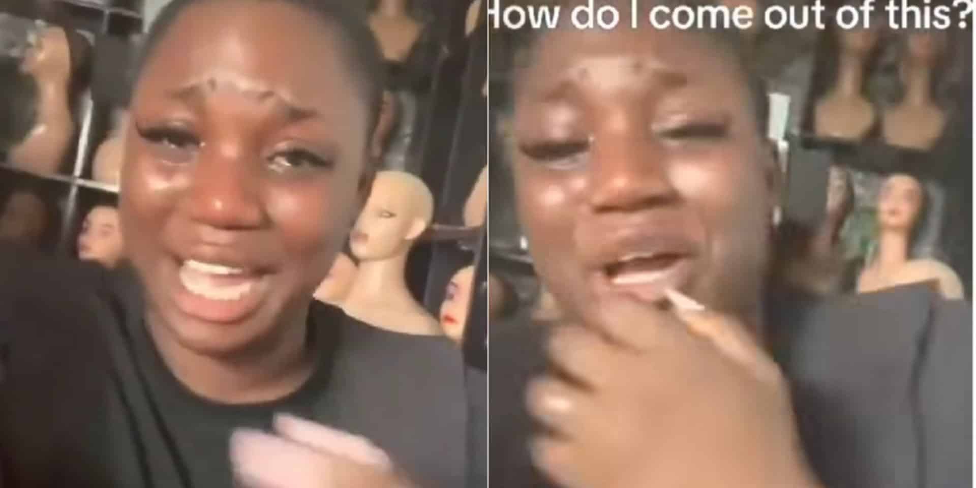 Lady cries as thieves cart away luxury wigs worth millions from her hair shop
