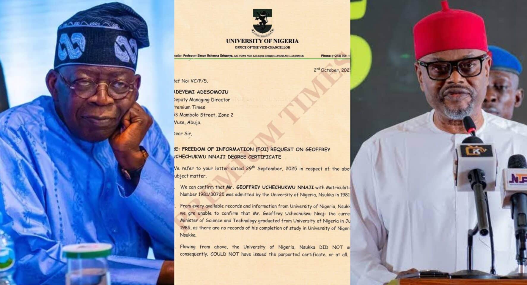 JUST-IN: Tinubu reportedly summons minister over alleged certificate forgery scandal