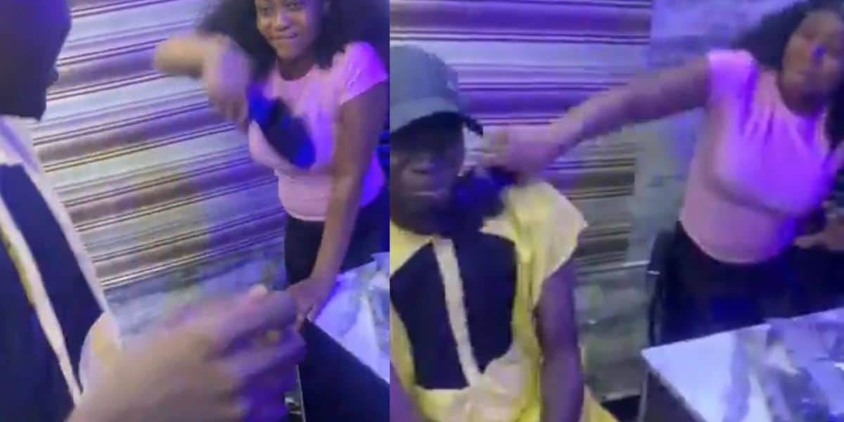 Lady sparks buzz as she descends on man who tried to woo her