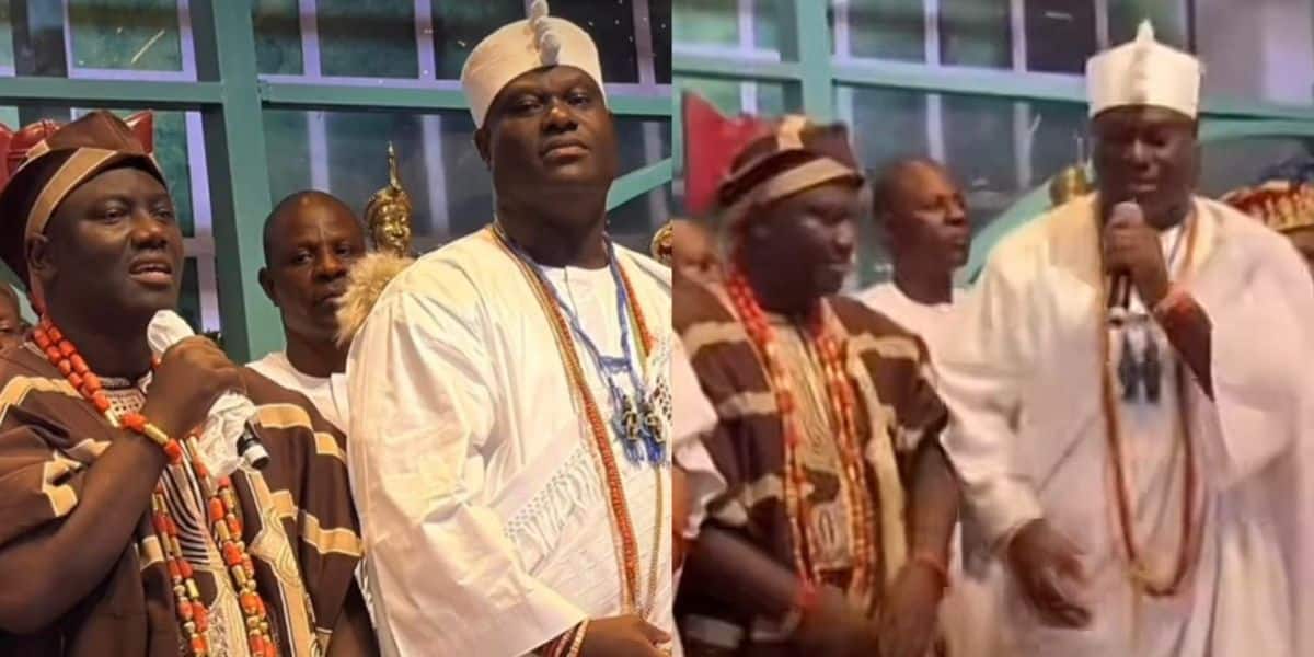 Viral video of Ooni of Ife and Alaafin of Oyo mic moment sparks online reactions