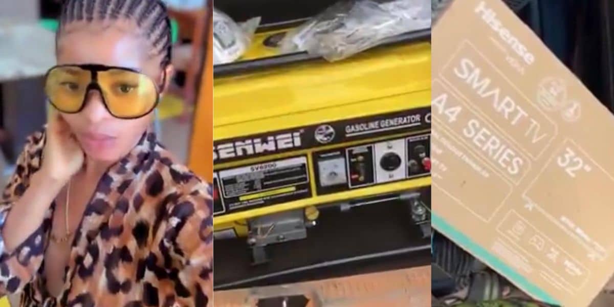 Lady flaunts expensive gifts her man bought her for gaining admission into university