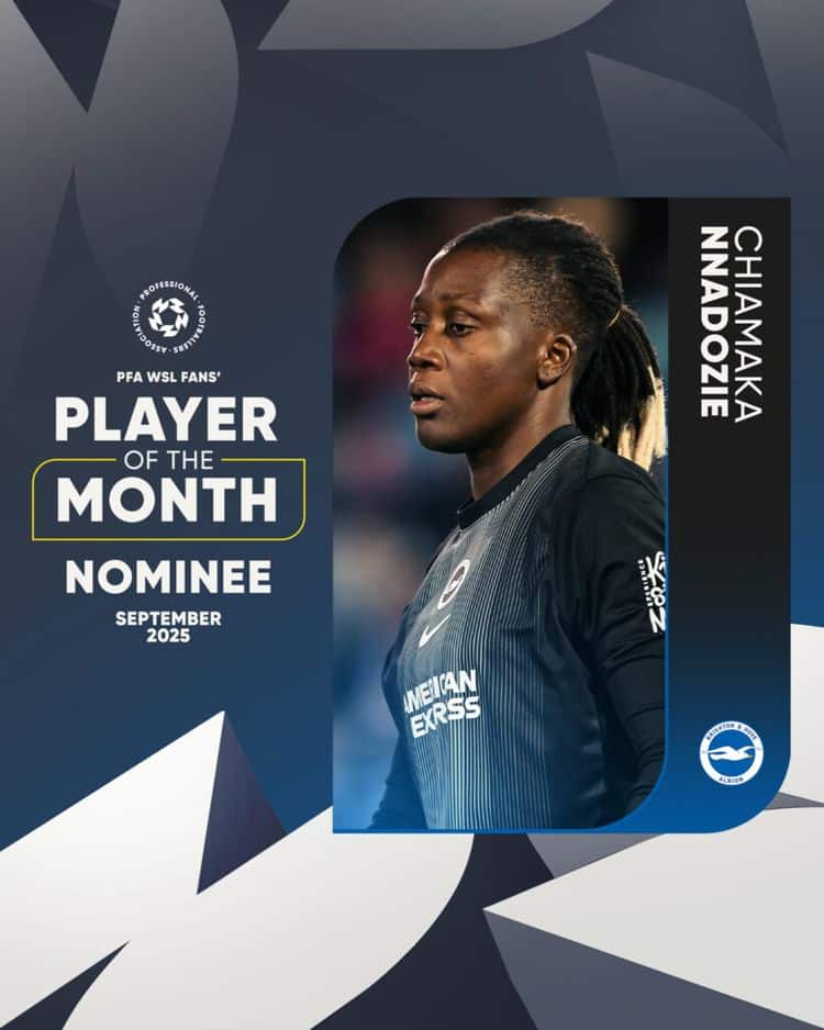 Chiamaka Nnadozie earns first PFA nomination after bright start at Brighton