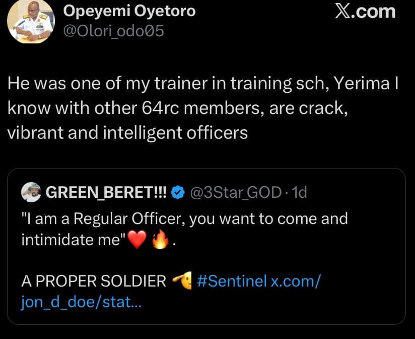 "He was my trainer" - Naval officer who trained under Yerima finally reveals the kind of person he really is