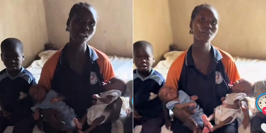 "We have nothing to eat" - Mother of 3 cries out as husband flees after she delivered twins
