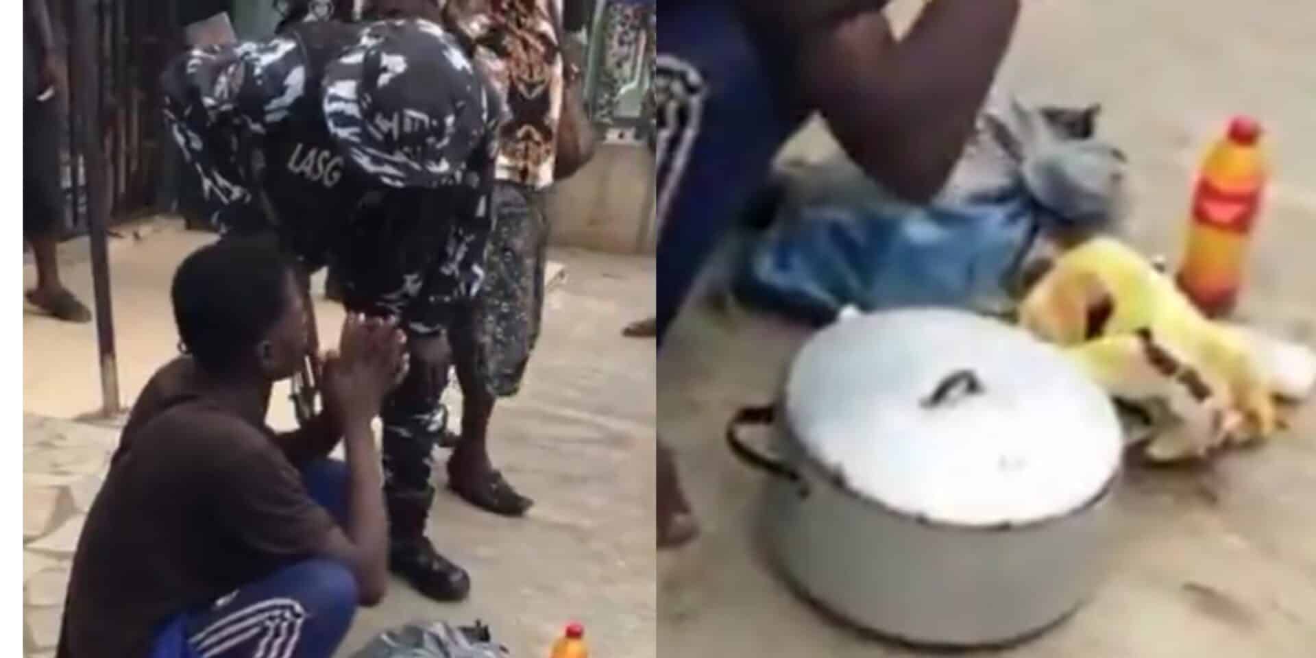 Drama as man gets arrested after stealing a pot of stew from the neighborhood