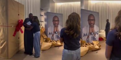 DJ Cuppy surprise Femi Otedola with stunning statue of his 'Making it big' book
