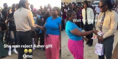 Moment lady instantly rejects iPhone 17 gift from Asherkine