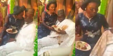 Drama as bride spills soup on groom while serving him on wedding day