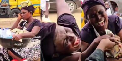 Emotional moment man gifts tired bottle water seller bundles of cash