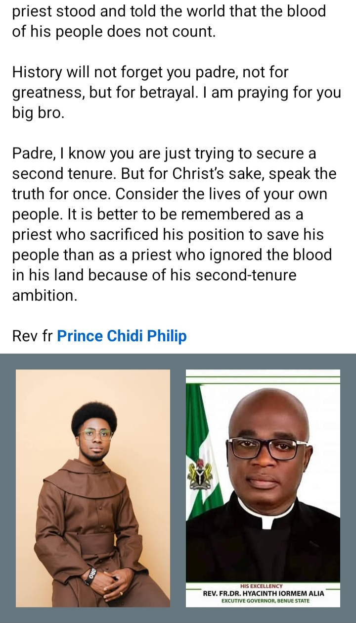 Catholic Priest Slams Governor Alia, Accuses Him of Betraying Benue’s Suffering 6 IMG 20251121 070735
