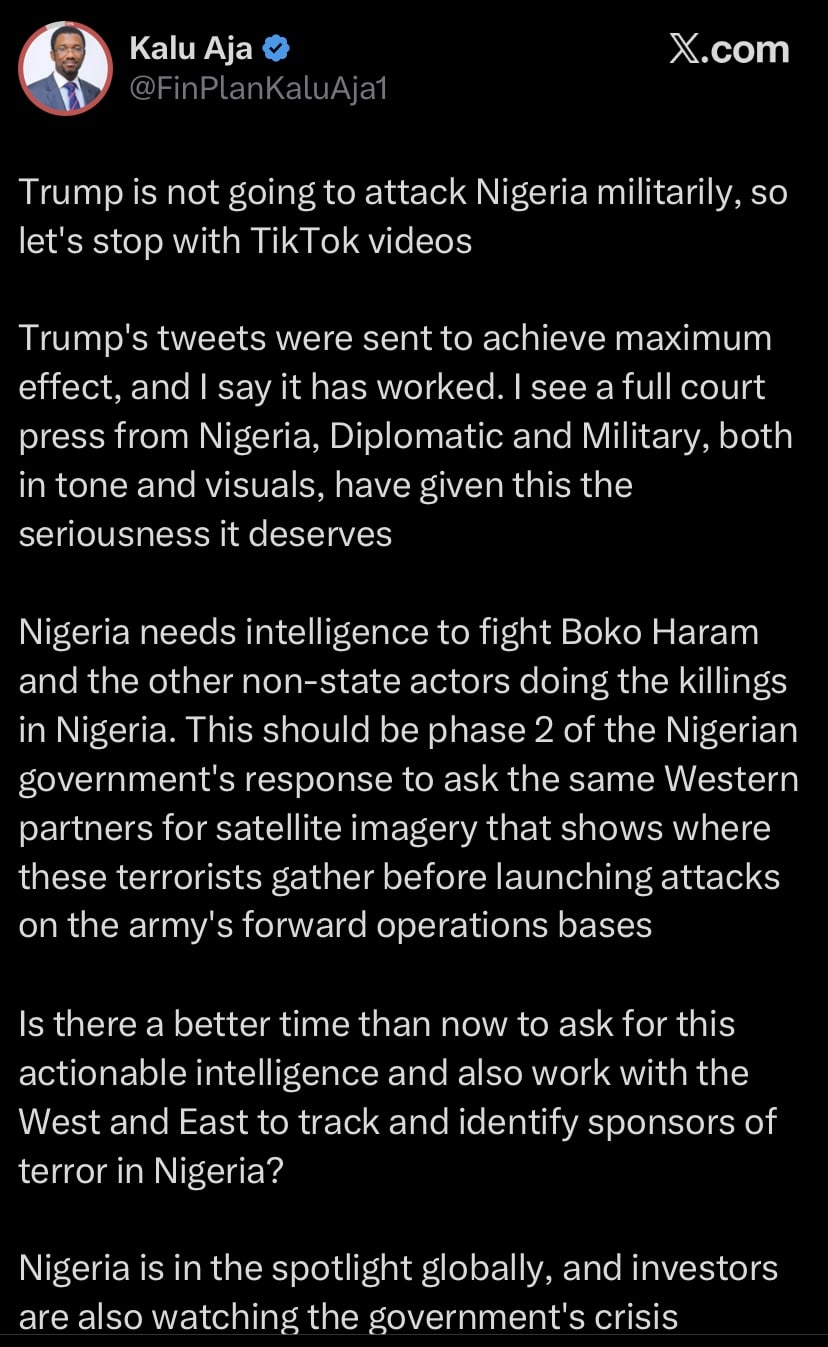 "Trump will not send troops"- Man says Trump will not attack Nigeria