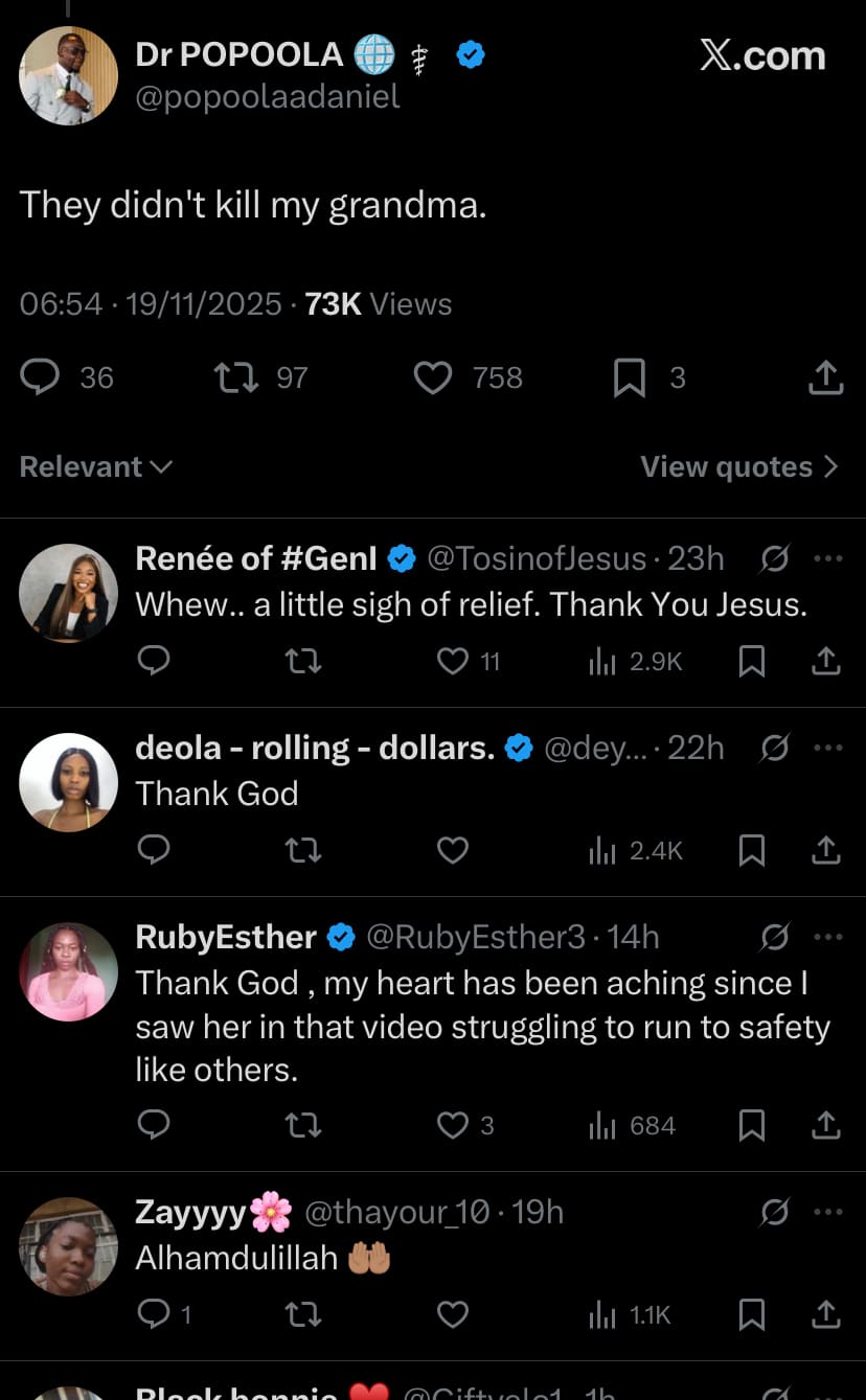 Kwara Church Chaos: Elderly woman seen running slowly in viral video is safe” - Grandson shares update