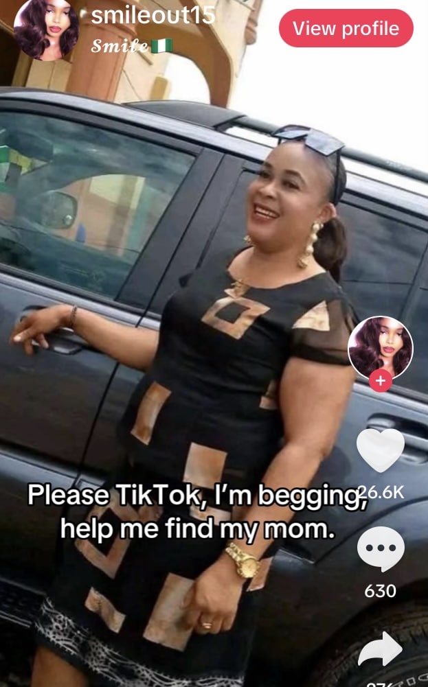 “2 years gone without a trace” - Lady in search of missing mother shares her photo online