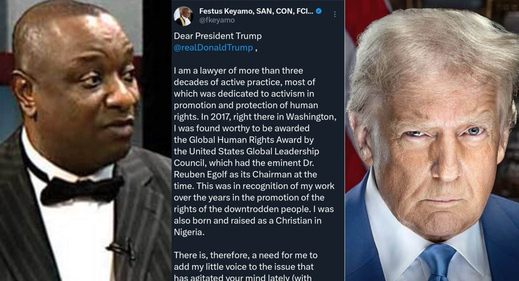 JUST IN: Festus Keyamo writes open letter to Trump, strongly denies claims of targeted persecution of Christians in Nigeria