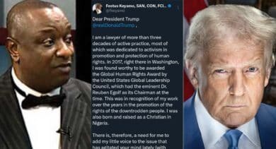 JUST IN: Festus Keyamo writes open letter to Trump, strongly denies claims of targeted persecution of Christians in Nigeria