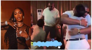 Moment Tiwa Savage kneels to greet her former boss, Don Jazzy, at a public event