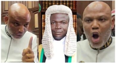 Judgement Day: "You don't know law, God'll punish you now & forever" - Nnamdi Kanu blast Justice Omotosho, FG lawyers