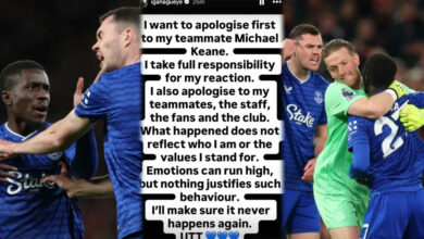 EPL: Idrissa Gueye issues 60-word apology after red card incident