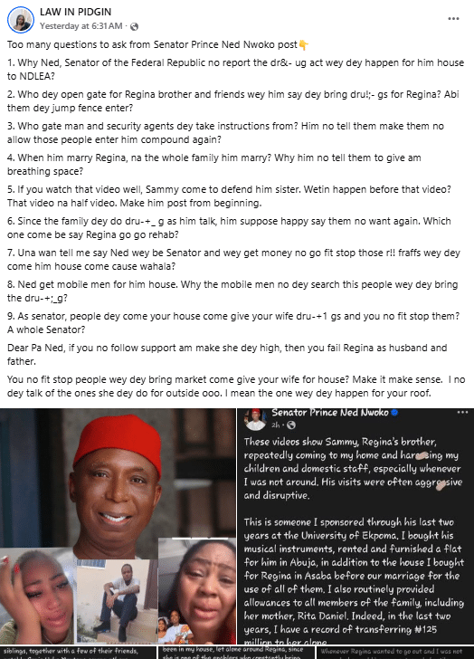 Regina Daniels: Lawyer calls out Ned Nwoko over videos he shared online, says he failed her as husband and father