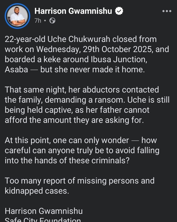 Harrison Gwamnishu Facebook post