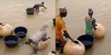 Viral video shows Yobe residents crossing river on calabash gourds, sparks reactions