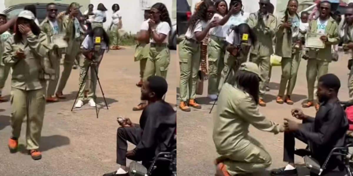 Adorable moment man proposed to his girlfriend who just completed her NYSC