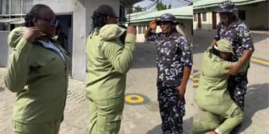 Heartwarming moment NYSC corps member salutes her police officer father who sponsored her through school