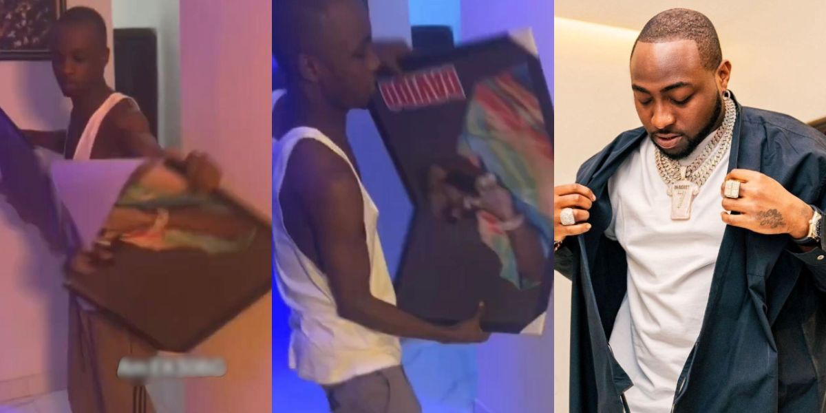 Heartbroken Davido fan smashes singer’s framed photo over silence on Nnamdi Kanu’s life sentence