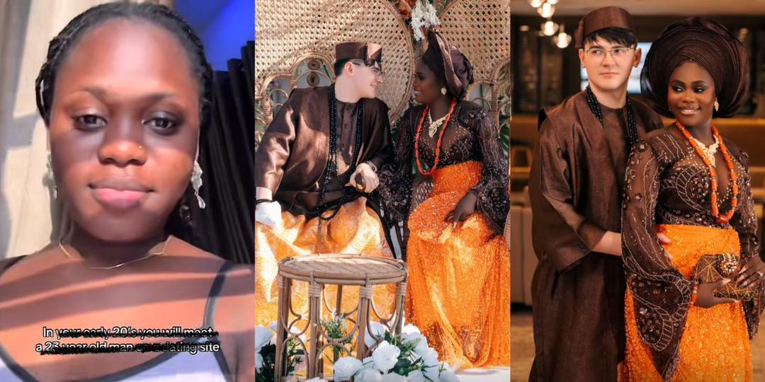 Lady marries young Oyinbo man she met online, names 'dating site' where she met him