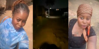 Lady going home late at night sings Hausa song loudly in trending video, Nigerians react